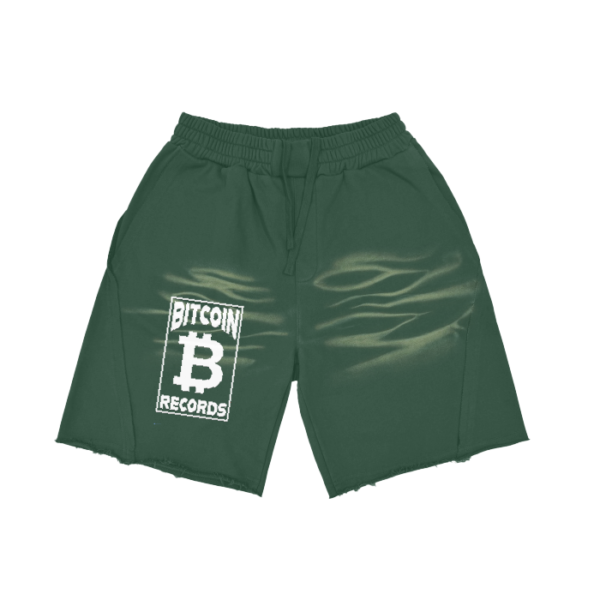 (Dark Green Bitcoin）Heavyweight  Vintage Washed  Tiger Stripes Short Pants - 360 GSM - Image 3