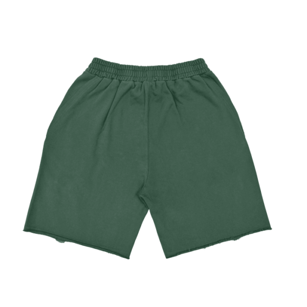 (Dark Green Bitcoin）Heavyweight  Vintage Washed  Tiger Stripes Short Pants - 360 GSM - Image 2