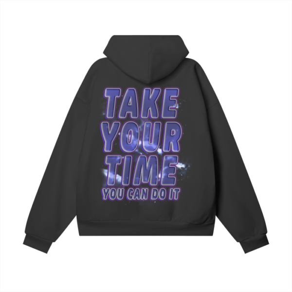 TAKE YOUR TIME Oversize Heavyweight Hidden Pocket Fleece Hoodie - 460 GSM - Image 2